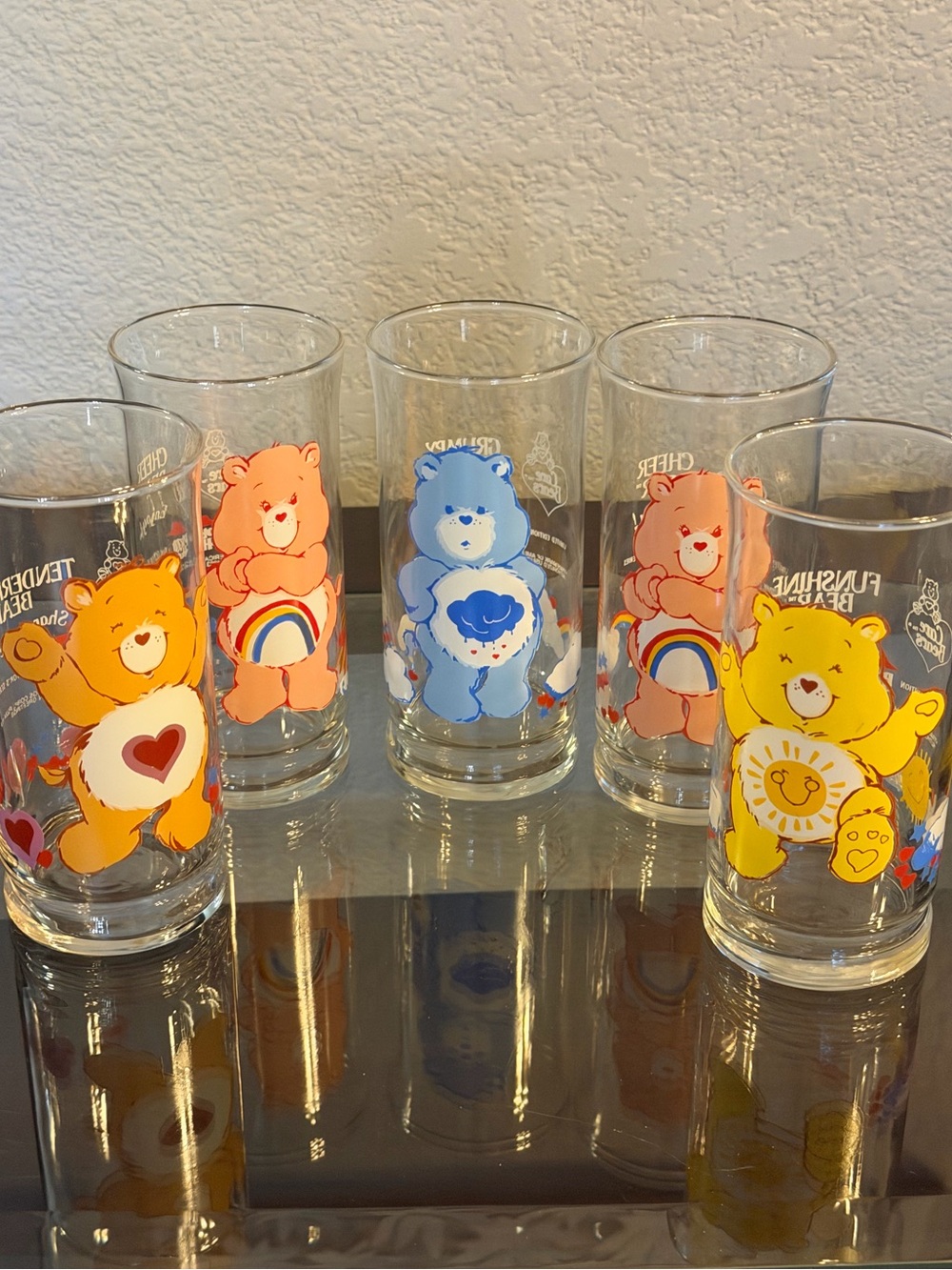 Set of 5 Pizza Hut Limited Edition Collector’s 1983 Vintage Care Bear Glasses